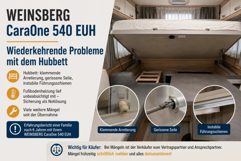 Weinsberg CaraOne 540 EUH - Probleme mit dem Hubbett